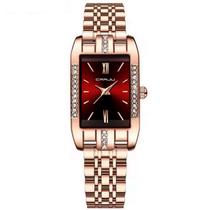 Relógio de Quartzo Feminino Design Quadrado Bracelete de aço inoxidável Impermeavel 3atm
