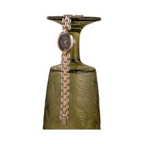 Relógio De Quartzo Feminino Elegante Dourado E Prateado Com Mostrador Oval Lapidação Diamante E