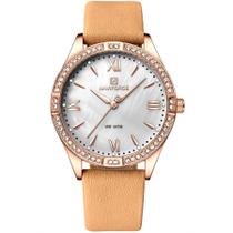 Relógio de Quartzo Feminino Estilo Casual Design com Strass A prova Dagua