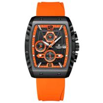 Relógio de Quartzo Impermeável de Luxo Masculino Relógio Tonneau Esportivo Casual