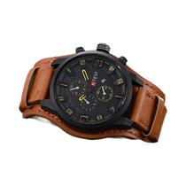 Relógio De Quartzo Luxuoso Retro Masculino Com Pulseira De Couro PU, Mostrador Grande, Data, Relógio