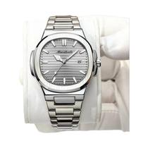 Relógio De Quartzo Luxuoso Ultra-fino À Prova d'Água Para Homens Com Calendário Sem Números