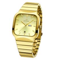 relógio de quartzo masculino à prova d água esportivo quadrado em aço inoxidavel