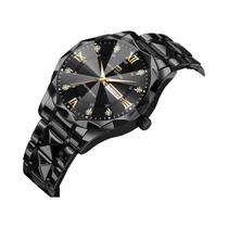 Relógio De Quartzo Masculino De 41mm Em Aço Inoxidável Azul Dourado Luxuoso Com Diamantes E Luz