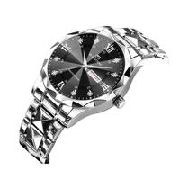 Relógio De Quartzo Masculino De 41mm Em Aço Inoxidável Azul E Dourado Luxuoso Com Diamantes E Luz