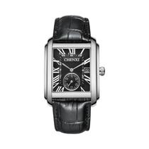 Relógio De Quartzo Masculino Elegante Com Pulseira De Couro Impermeável, Mostrador Quadrado