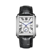 Relógio De Quartzo Masculino Elegante Com Pulseira De Couro Impermeável, Mostrador Quadrado
