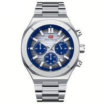 Relógio de Quartzo Multifuncional para Homens com Pulseira em Aço Inoxidável