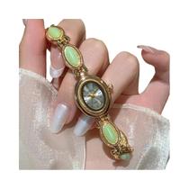 Relógio De Quartzo Oval De Pedra Natural Dourada Para Mulheres, Relógio De Pulso Feminino Versátil E