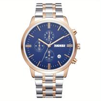 Relógio de Quartzo para Homens, Pulseira de Aço Inoxidável Resistente à Água