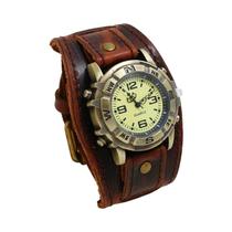 Relógio De Quartzo Vintage Em Bronze Para Mulheres Com Pulseira De Couro, Relógio Casual De Moda,