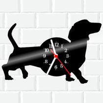 Relógio De Vinil Disco Lp Parede Cachorro Basset Linguica