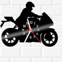Relógio De Vinil Disco Lp Parede Moto Motociclista 1