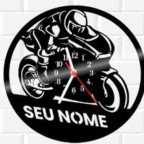 Relógio De Vinil Disco Lp Parede Moto Motociclista 4