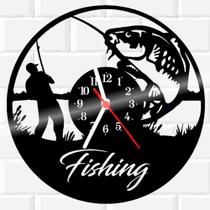 Relógio De Vinil Disco Lp Parede Pesca Pescador Pescaria