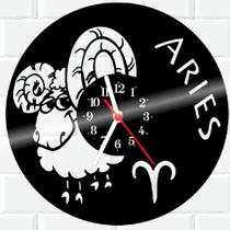 Relógio De Vinil Disco Lp Parede Signo Aries Horóscopo