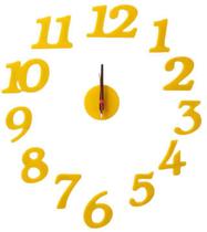 Relógio Decorativo Acrílico Amarelo Sala Quarto Escritório