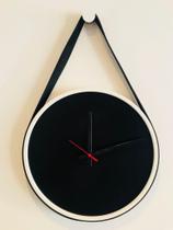 Relógio Decorativo Adnet Branco Alça material sintético Preta Mostrador