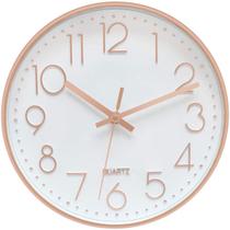Relógio Decorativo de Parede 25cm Rose Gold Redondo Moderno Silencioso Decoração Casa Cozinha Sala Escritório