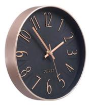 Relógio Decorativo de Parede Analógico 25cm Rose Gold - Redondo Moderno Ponteiro Silencioso Quartz - Decoração de Cozinha Sala Quarto ou Escritório - DMA