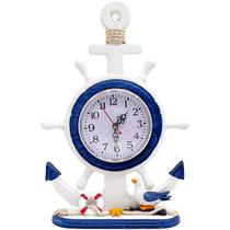 Relógio Decorativo Mesa Ancora Timão Náutico Marítimo 34cm