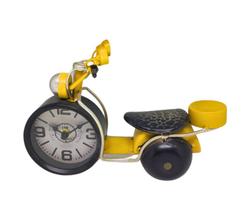 Relógio Decorativo Moto Antiga Ferro Rústico Retrô Amarelo