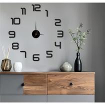 Relógio Decorativo Parede Adesivo Cor Preto Grande 3D Decoração Escritório Comercio Escola Quarto