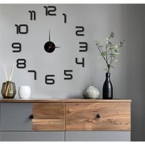 Relógio Decorativo Parede Adesivo Cor Preto Grande 3D Relógio Decorativo Parede Adesivo Cor Preto Grande 3D