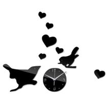 Relógio Decorativo Parede Pássaros Acrílico Sala Quarto