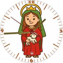 Relógio Decorativo Santa Inês 20cm Símbolo de Pureza e Fé