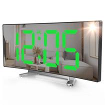 Relógio Despertado Mesa Cabeceira Digital Espelhado Curvado