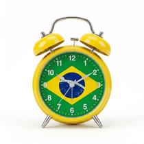 Relógio Despertador Alarme Brasil Amarelo - Retrô Quarto Relógio Despertador Alarme Brasil Amarelo - Retrô Quarto