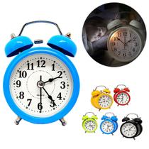 Relógio Despertador Analógico 2 Sinos Modelo Antigo Retro Cor:Azul