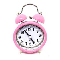 Relógio Despertador Analógico 2 Sinos Modelo Antigo Retro Rosa