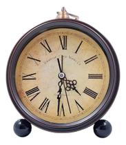 Relógio Despertador Analógico Retro Vin Preto M5 Pilha Aa