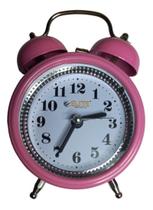 Relógio Despertador Analógico Retrô Vintage cor Rosa - Elite