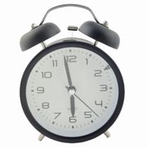 Relógio Despertador Classico Preto Retrô 2 Sinos Mesa Redondo - 92740 - S35