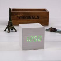 Relógio despertador de madeira LED dispositivo eletrônico d ~ (Green 1)