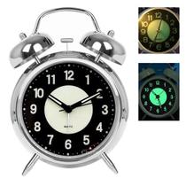 Relógio Despertador de Mesa Antigo Mecânico Inox Som Alto Retro Alarme De Sino Cabeceira