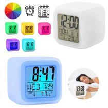 Relógio Despertador de Mesa Hora/Data Digital Alarme Led RGB