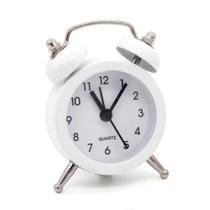 Relógio Despertador de Mesa OEM Mini Analógico Pequeno Redondo com Alarme Bip Branco