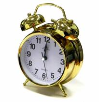 Relógio Despertador de Mesa Retrô Estilo Vintage Analógico com Duplo Alarme Prático DOURADO