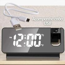 Relógio despertador digital com projetor de teto led espelhado termômetro despertador de mesa inteli Relógio despertador digital com projetor de teto led espelhado termômetro despertador de mesa inteli