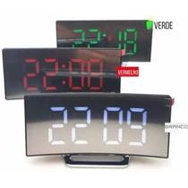 Relógio/Despertador Digital de Mesa com Display Led Vermelho e Função Soneca Espelhado Original