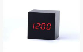 Relógio Despertador digital de mesa LED estilo madeira Cubo quadrado tipo 1 - Raffs