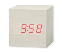Relógio Despertador digital de mesa LED estilo madeira Cubo quadrado tipo 1 - Raffs