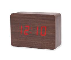 Relógio Despertador digital de mesa LED estilo madeira retangular quadrado tipo 2 - Raffs