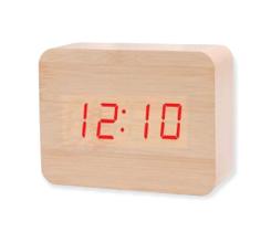 Relógio Despertador digital de mesa LED estilo madeira retangular quadrado tipo 2 - Raffs