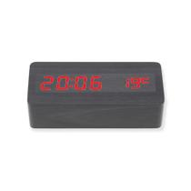 Relógio Despertador digital de mesa LED estilo madeira retangular quadrado tipo 3