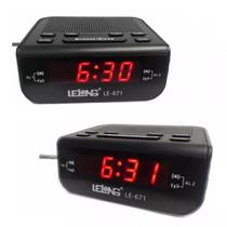 Relógio Despertador Digital Elétrico Mesa Radio Am Fm Alarme 110V/220V Lelong LE-671